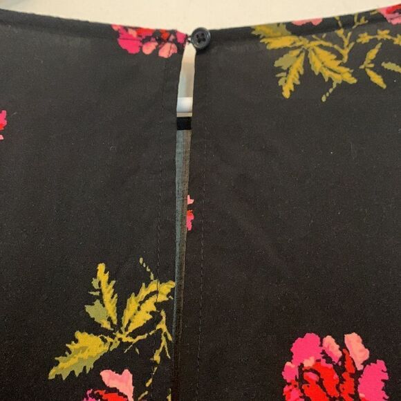 Old Navy black with pink flowers long sleeve dress Bell sleeves Size L - Picture 5 of 6